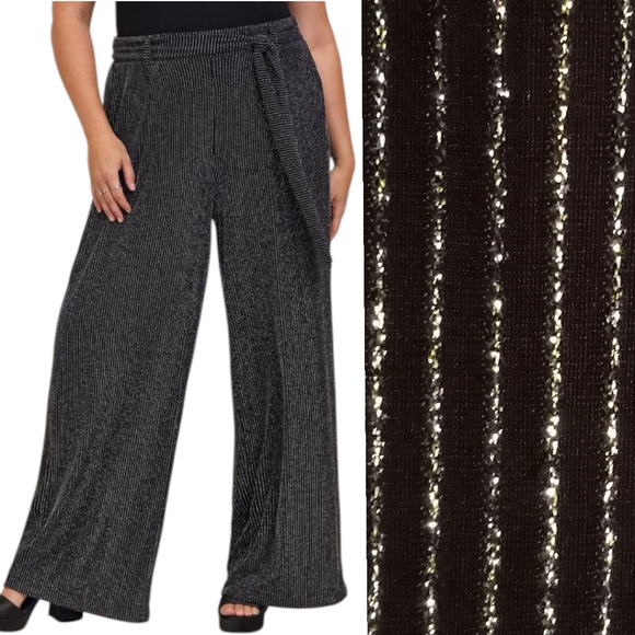 torrid Pants - Flat Front Glitter Stripe Wide Leg Belted Pants⛓️